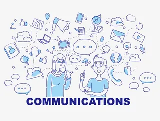 矢量简约蓝白现代大众传媒素材免抠