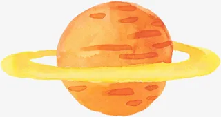 卡通简约彩色星球卫星插画装饰设免抠