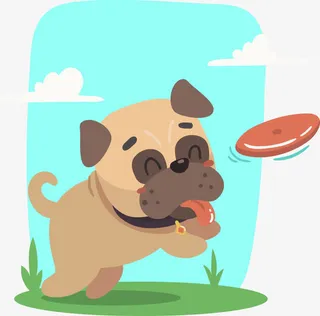 卡通狗狗标签装饰图案免抠