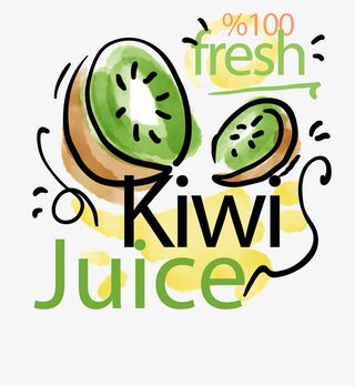 彩绘果汁标志猕猴桃免抠