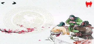 鼎龙纹梅花三国中国风设计海报背景高清