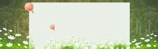 春天文艺几何景色绿色banner高清