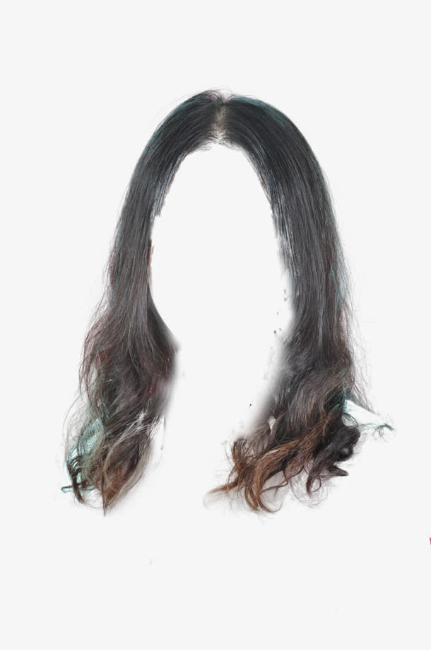 黑发扣好的黑色发套免抠