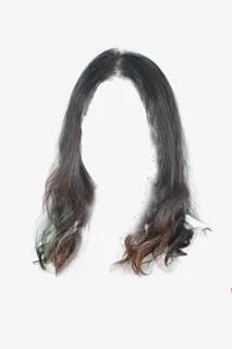 黑发扣好的黑色发套免抠