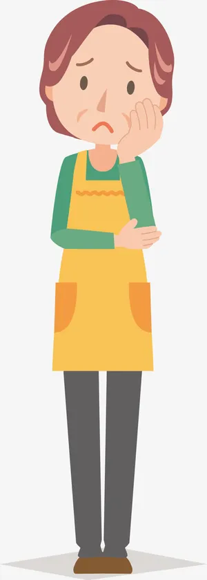 托腮思考妇女卡通烦恼表情矢量免抠