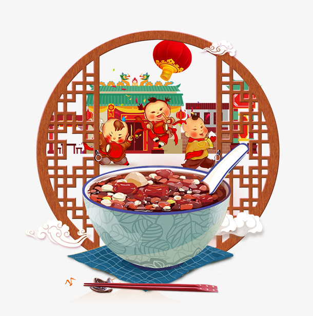 喜庆中国风传统节日腊八节免抠