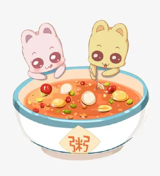 卡通手绘腊八粥小狗免抠