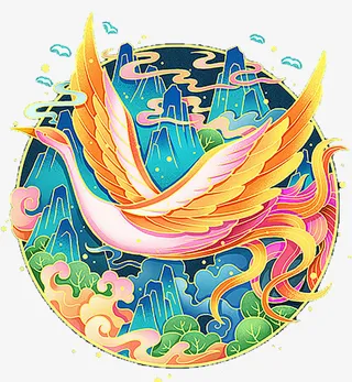 中国风国潮手绘仙鹤免抠