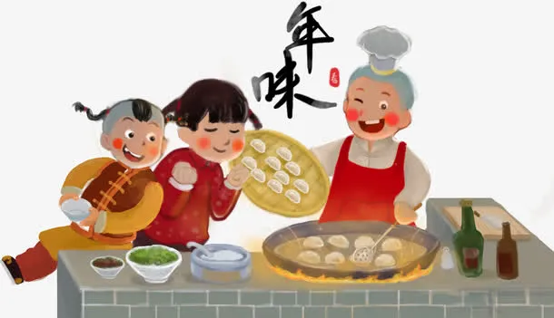新春年味装饰手绘插画免抠