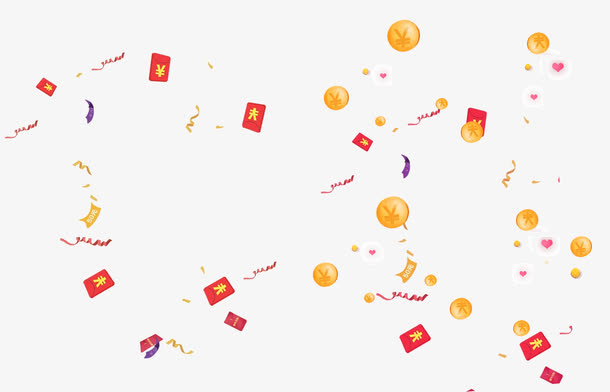 漂浮的红包金币免抠
