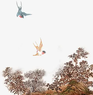 水墨山水画免抠