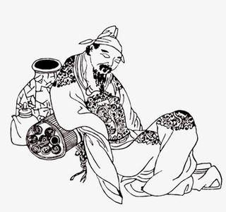 中国风手绘白酒人物意境免抠