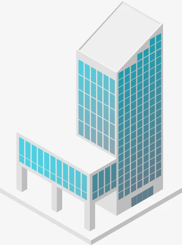 创意蓝色高楼建筑图免抠