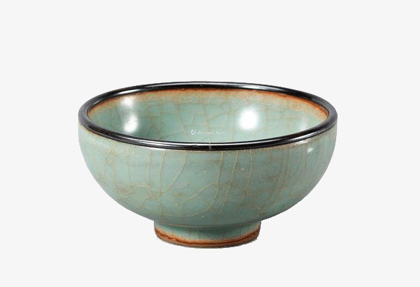 古董黑边青碗免抠