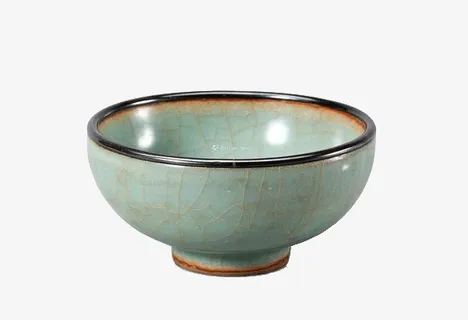 古董黑边青碗免抠