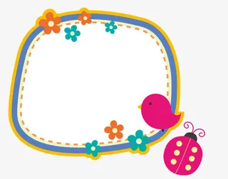 卡通圆润矩形花卉装饰边框素材免抠