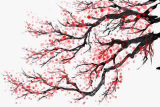 手绘中国风梅花装饰图案免抠