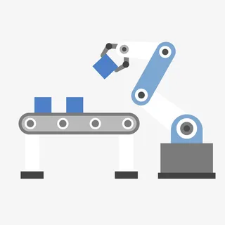 一条扁平化的工厂流水线免抠手绘/卡通卡通元素