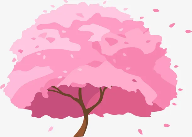 粉色美丽浪漫樱花树免抠