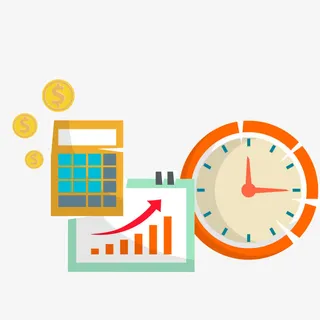 商务数据和时钟计算机免抠