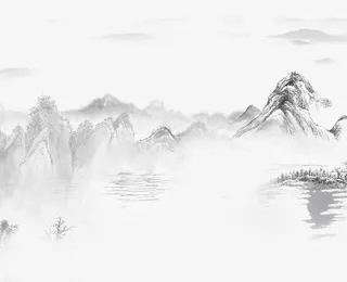 春节礼品山水水墨画免抠手绘/卡通卡通元素