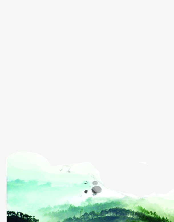 水彩山水画免抠