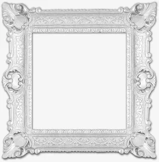 白色欧式复古花纹边框免抠