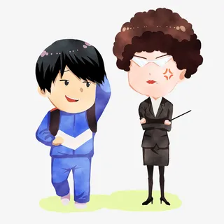 开学老师和学生手绘免抠