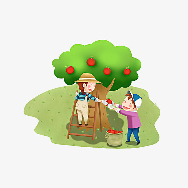 摘苹果的人们免抠
