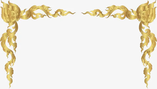 金色简约树藤免抠