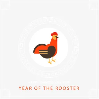 白色边框大公鸡免抠