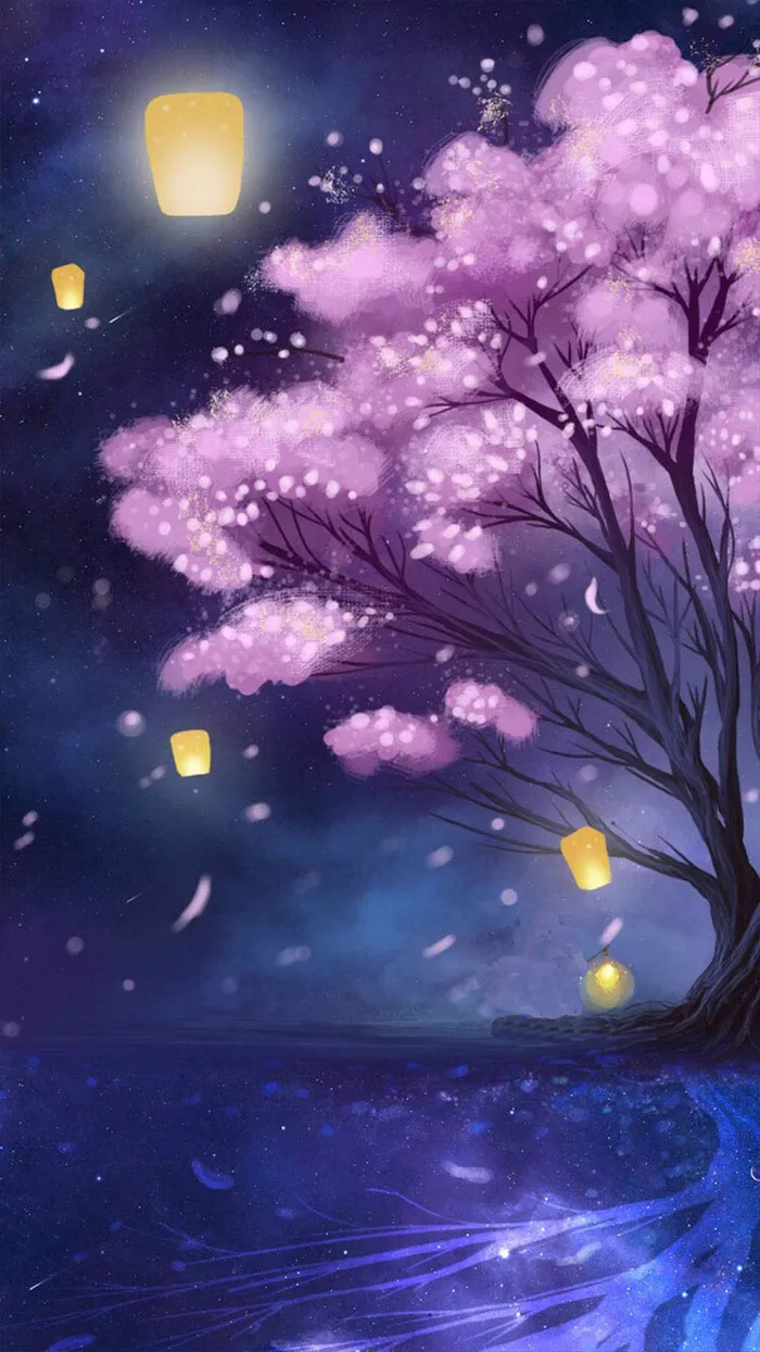 紫色梦幻夜景H5背景高清