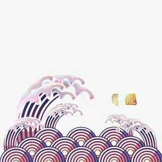 矢量中式波涛免抠