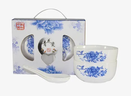 青花瓷套碗礼盒装免抠