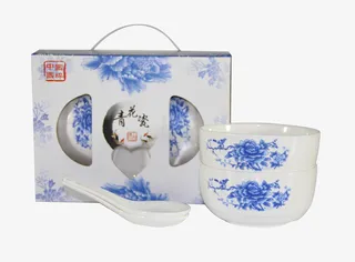 青花瓷套碗礼盒装免抠