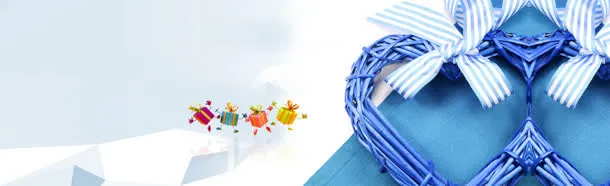 蓝色商务科技礼包小人背景banner