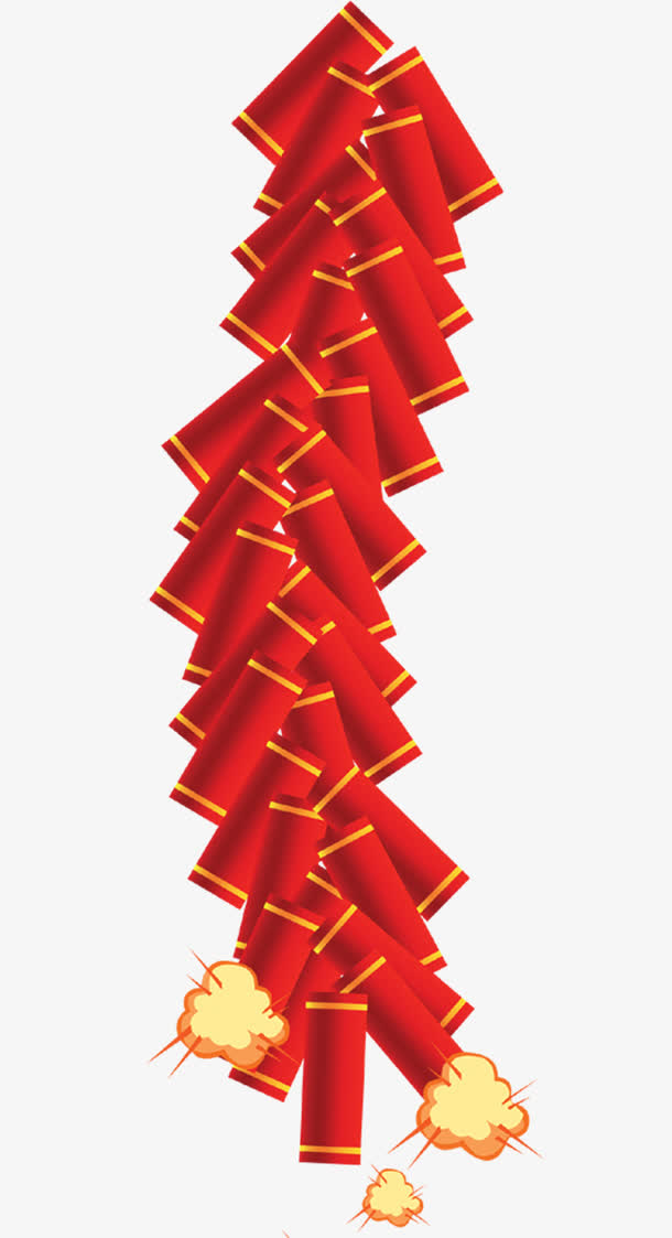 新年高清红色喜庆鞭炮免抠