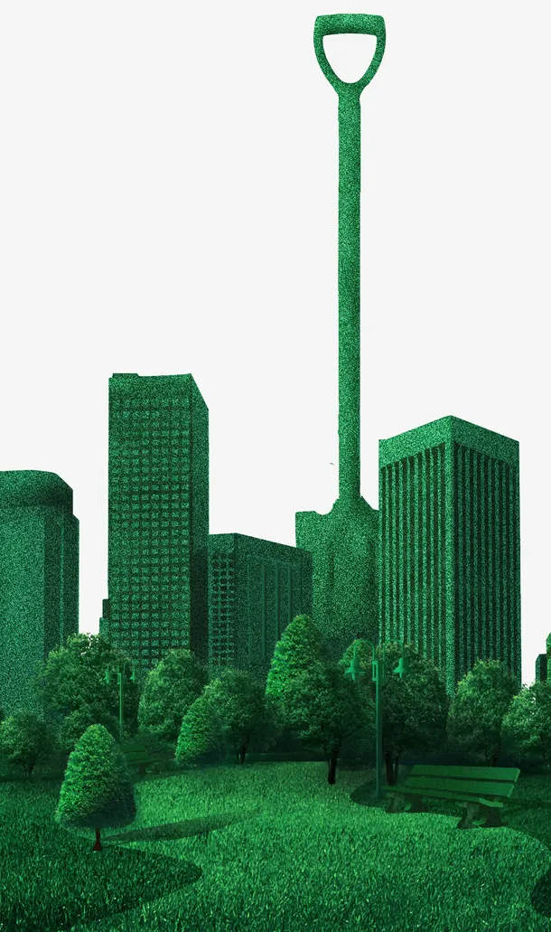 植树节绿色建筑免抠