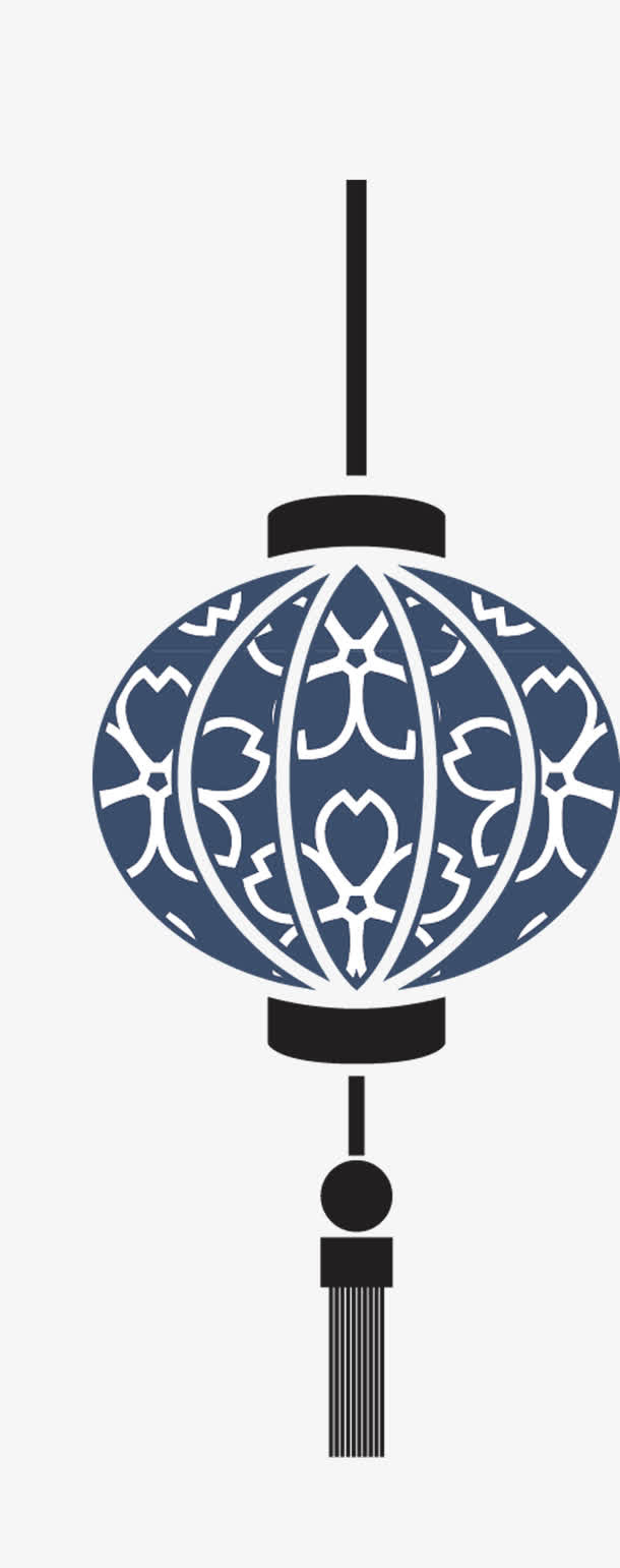 蓝色鲜花灯笼免抠