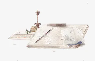 中国风水墨文房四宝组合免抠