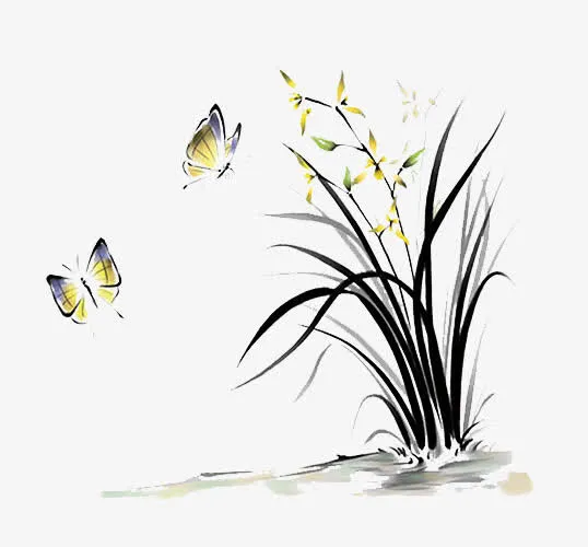 水墨兰花素材免抠