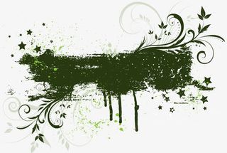 草绿色笔刷花纹免抠