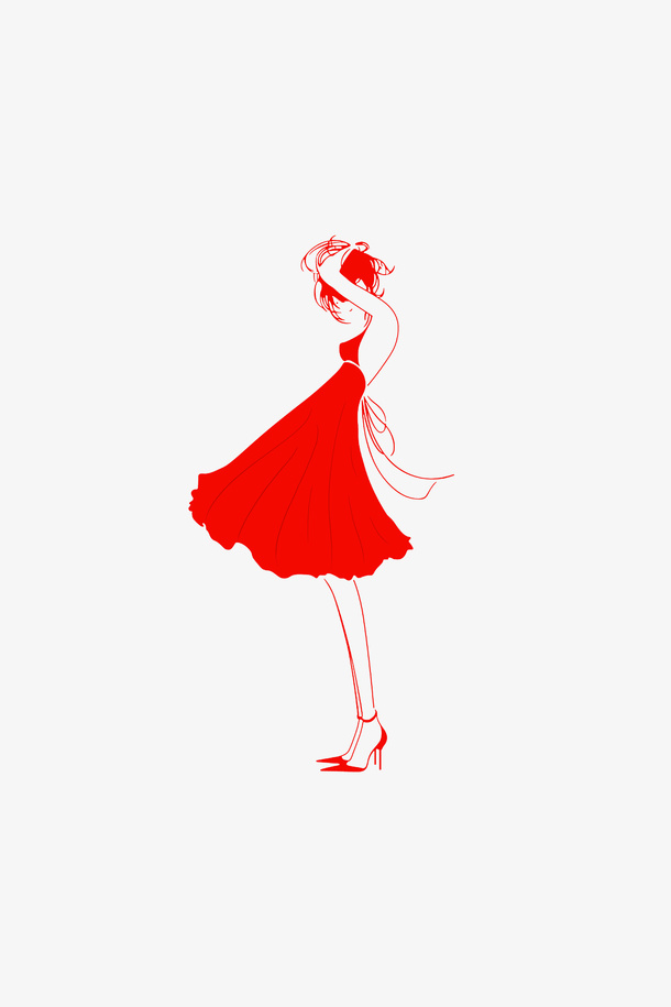 手绘女神剪影免抠