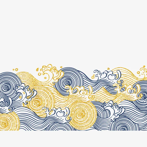 海浪 海波 水纹 海水 国潮 手绘免抠手绘/卡通手绘元素