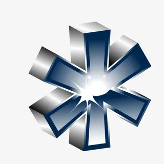 深蓝色渐变质感立体图形免抠