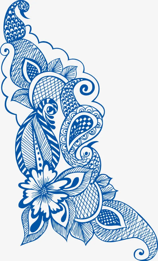 矢量青花瓷花纹免抠