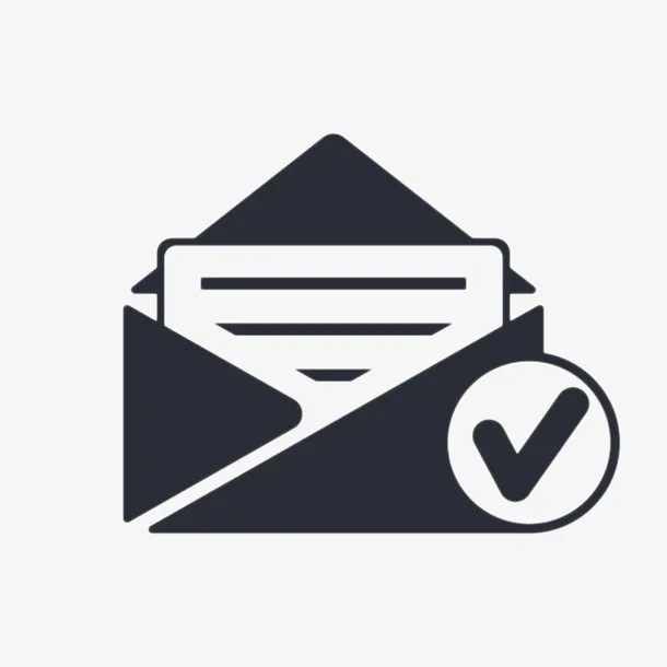 手绘信封黑色对勾免抠