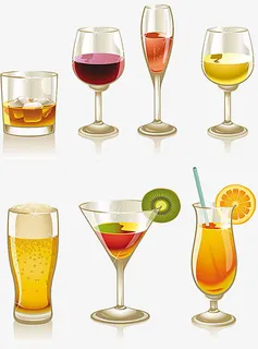 手绘果汁酒免抠