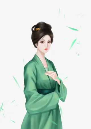 绿色古装美女免抠