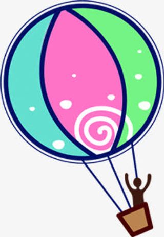 托管班手绘卡通热气球免抠